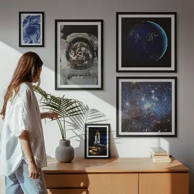 Wanddecoratie compositie Ruimteontdekkingen van astronauten