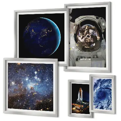 Wanddecoratie compositie Ruimteontdekkingen van astronauten