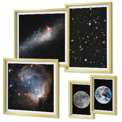Moderne schilderijen set Kosmische landschappen van de Melkweg