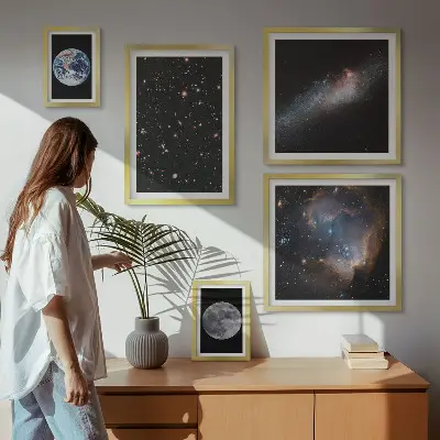 Moderne schilderijen set Kosmische landschappen van de Melkweg