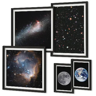 Moderne schilderijen set Kosmische landschappen van de Melkweg