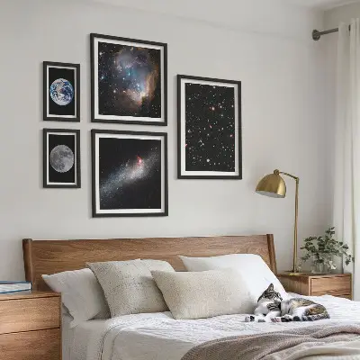 Moderne schilderijen set Kosmische landschappen van de Melkweg
