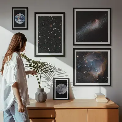 Moderne schilderijen set Kosmische landschappen van de Melkweg