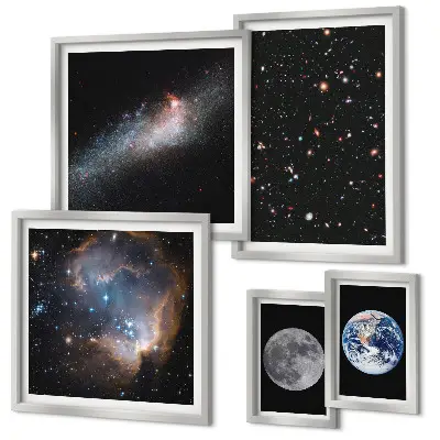 Moderne schilderijen set Kosmische landschappen van de Melkweg