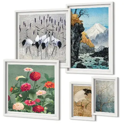 Wanddecoratie compositie Natuurlandschappen met bloemen