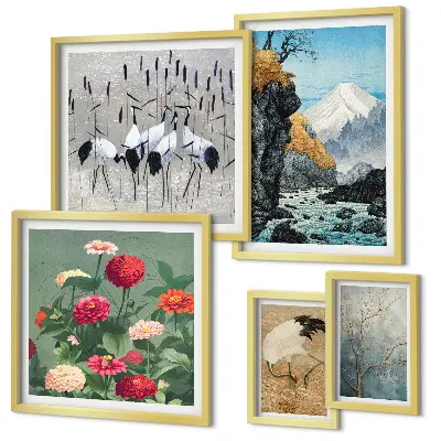Wanddecoratie compositie Natuurlandschappen met bloemen