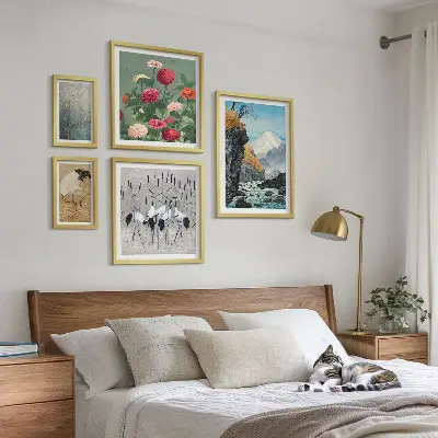 Wanddecoratie compositie Natuurlandschappen met bloemen