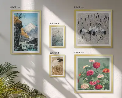 Wanddecoratie compositie Natuurlandschappen met bloemen