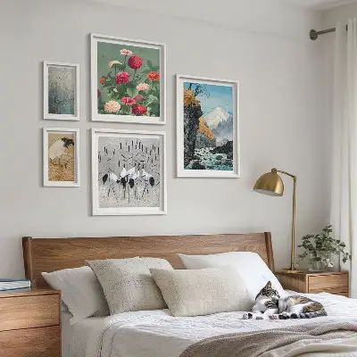 Wanddecoratie compositie Natuurlandschappen met bloemen