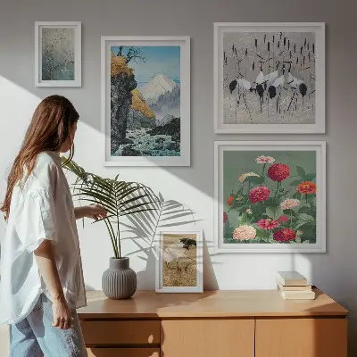 Wanddecoratie compositie Natuurlandschappen met bloemen