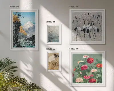 Wanddecoratie compositie Natuurlandschappen met bloemen