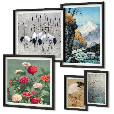 Wanddecoratie compositie Natuurlandschappen met bloemen
