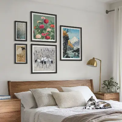 Wanddecoratie compositie Natuurlandschappen met bloemen