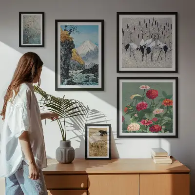 Wanddecoratie compositie Natuurlandschappen met bloemen