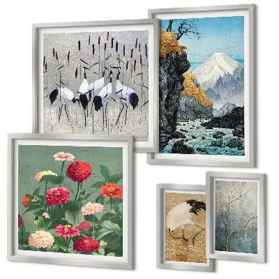 Wanddecoratie compositie Natuurlandschappen met bloemen
