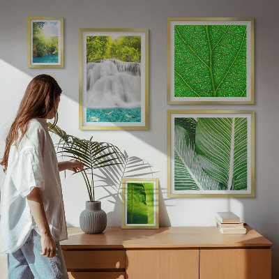Moderne schilderijen set Tropische palmwatervallen
