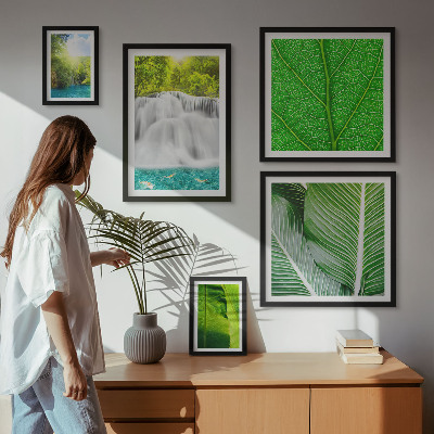 Moderne schilderijen set Tropische palmwatervallen