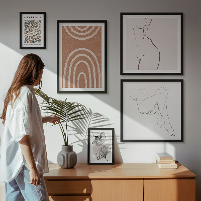 Wanddecoratie compositie Stijlvolle abstracte figuren