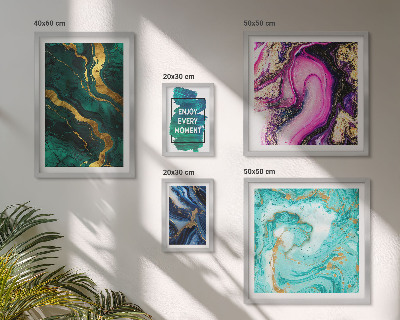 Moderne schilderijen set Abstracte patronen met groen en paars.