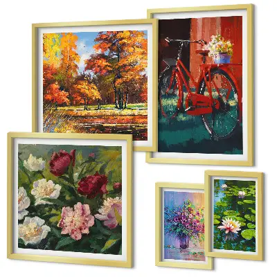 Gallery wall met Bloemen in het lentelandschap