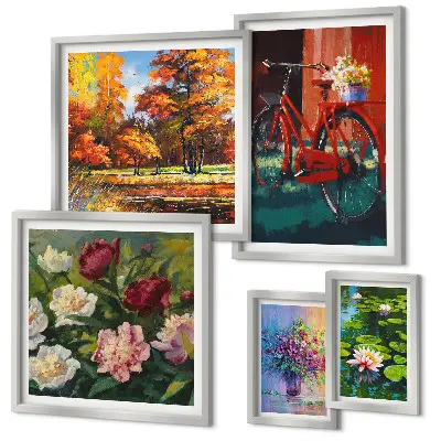 Gallery wall met Bloemen in het lentelandschap