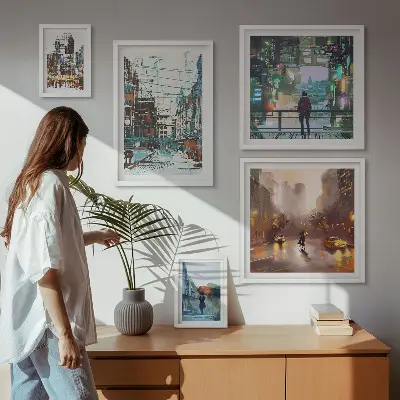 Wanddecoratie compositie Moderne stadsgezichten