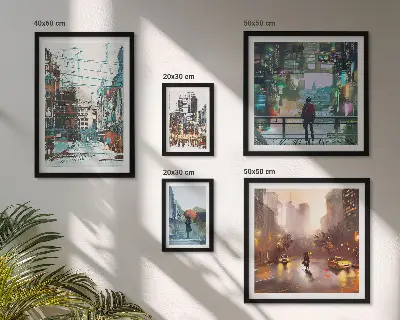 Wanddecoratie compositie Moderne stadsgezichten