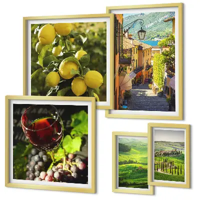 Moderne schilderijen set met betoverende landschappen van Toscane