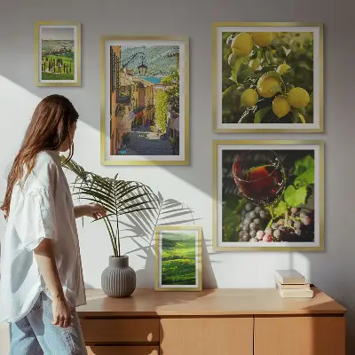 Moderne schilderijen set met betoverende landschappen van Toscane