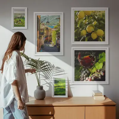 Moderne schilderijen set met betoverende landschappen van Toscane