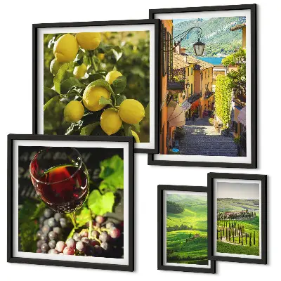 Moderne schilderijen set met betoverende landschappen van Toscane