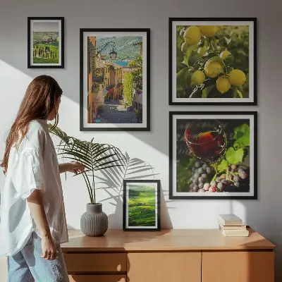Moderne schilderijen set met betoverende landschappen van Toscane