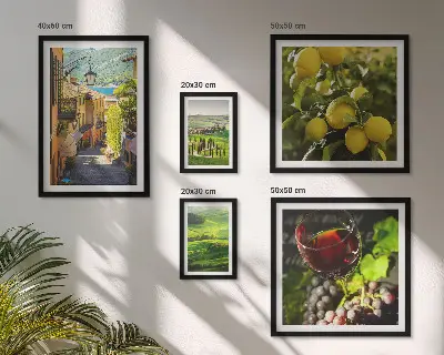 Moderne schilderijen set met betoverende landschappen van Toscane