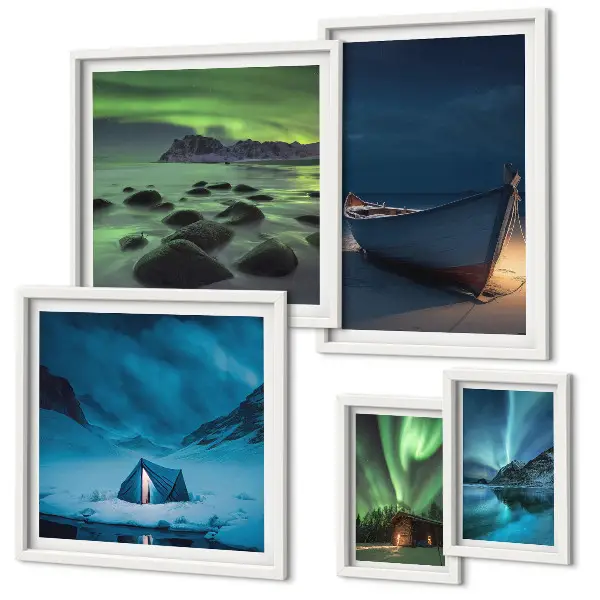 Gallery wall Winterlandschappen met noorderlicht