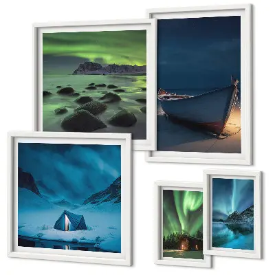 Gallery wall Winterlandschappen met noorderlicht