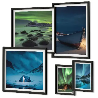 Gallery wall Winterlandschappen met noorderlicht