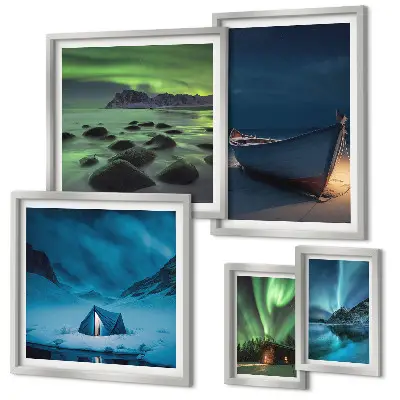 Gallery wall Winterlandschappen met noorderlicht