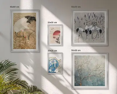 Wanddecoratie compositie Stijlvolle natuurschilderijen van vogels