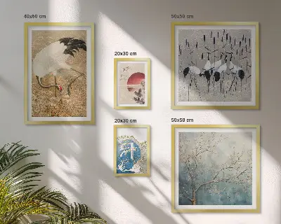 Wanddecoratie compositie Stijlvolle natuurschilderijen van vogels
