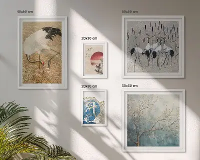 Wanddecoratie compositie Stijlvolle natuurschilderijen van vogels
