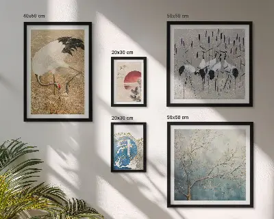 Wanddecoratie compositie Stijlvolle natuurschilderijen van vogels