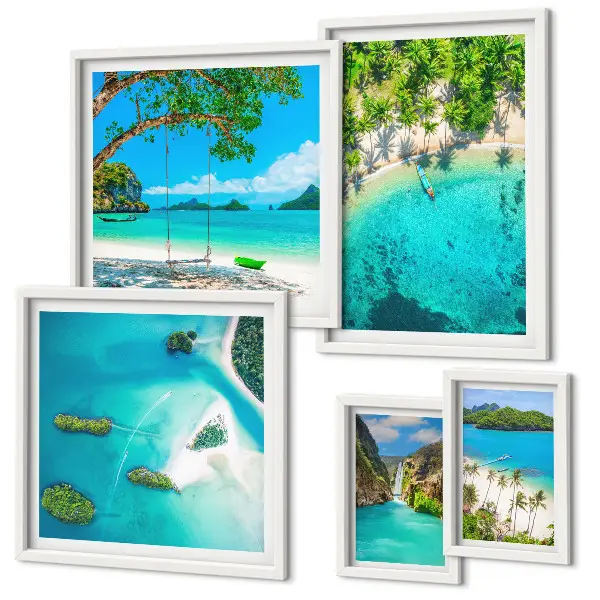 Wanddecoratie compositie tropische stranden met paradijselijk water