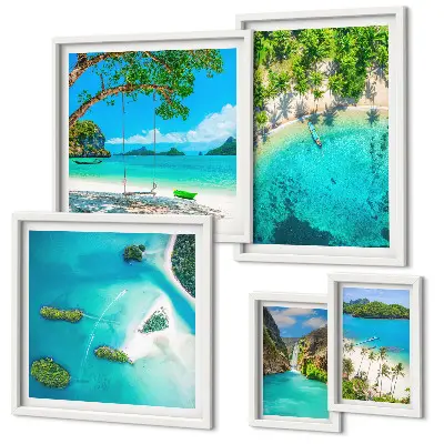 Wanddecoratie compositie Tropische stranden, paradijselijk water.