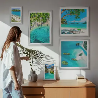 Wanddecoratie compositie tropische stranden met paradijselijk water