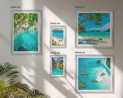 Wanddecoratie compositie tropische stranden met paradijselijk water