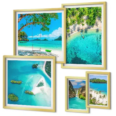Wanddecoratie compositie tropische stranden met paradijselijk water