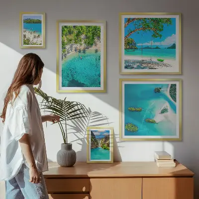 Wanddecoratie compositie tropische stranden met paradijselijk water