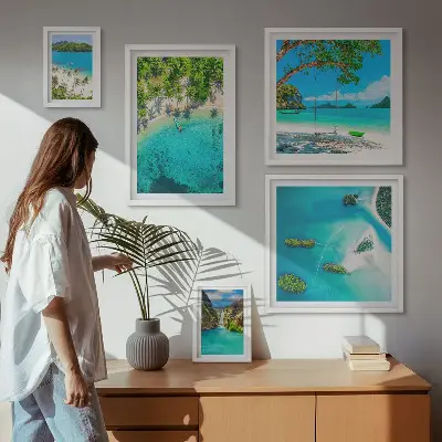 Wanddecoratie compositie tropische stranden met paradijselijk water