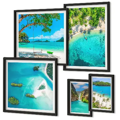 Wanddecoratie compositie tropische stranden met paradijselijk water