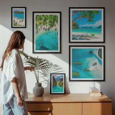 Wanddecoratie compositie tropische stranden met paradijselijk water